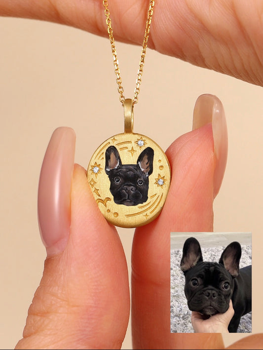 Custom Pet Portrait Name Necklace