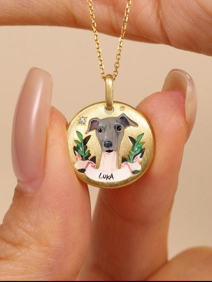 Custom Pet Portrait Name Necklace